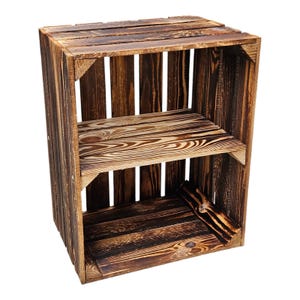 Coffret en bois vintage flammé 50 x 40 x 30 cm étagère courte