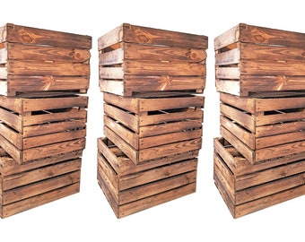 Obstkiste Holzkiste Weinkiste Vintage Geflammt 50 x 40 x 30cm 9er Set