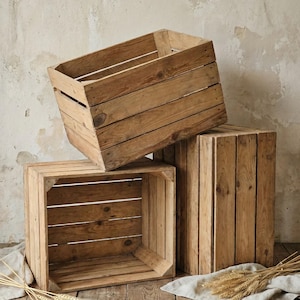 Original Vintage Obstkisten Holzkisten 50x40x30cm - Gereinigt und Stabil für Deko Regal & Aufbewahrung - Massive alte Holzkiste Apfelkiste