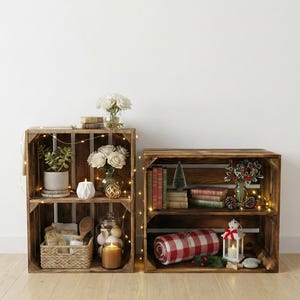 Geflammte Obstkisten 50x40x30cm mit Boden Weinkisten Regalkisten Vintage Deko Holz für Möbelbau Aufbewahrung Ladenbau Stabil DIY Kiste Neu