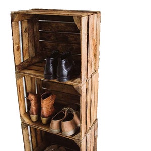Caisses en bois, caisses à fruits, caisses à vin, lot de 4, 50 x 40 x 30 cm, flammé vintage image 4