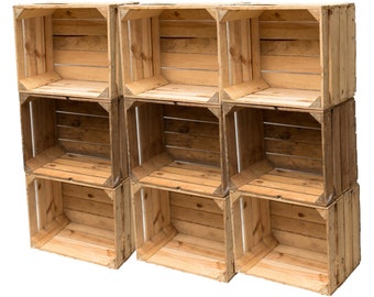 Cajas de madera cajas de fruta cajas de vino en un conjunto de 950 x 40 x 30 cm: limpia y estable