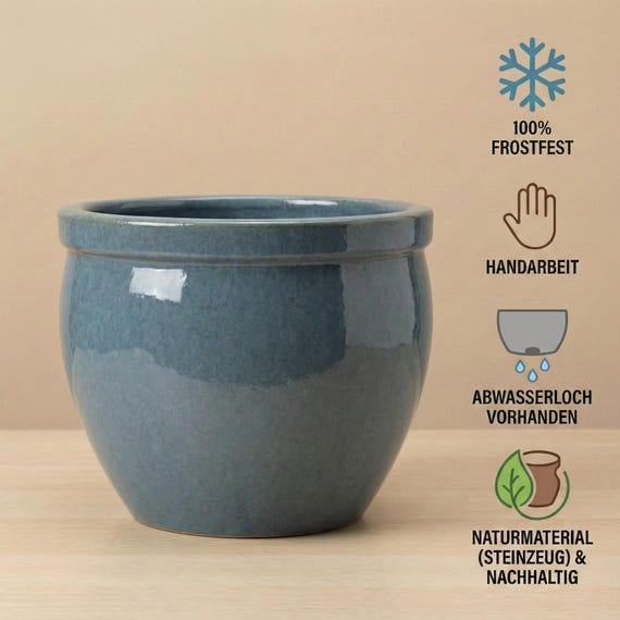 Teramico Premium Pflanzkbel Keramik  100% Frostfest & Handarbeit.  Blumentopf Bavaria Tall mit Loch fr Auen/Innen. Farbe: Antik Grau Hell -  Etsy.de