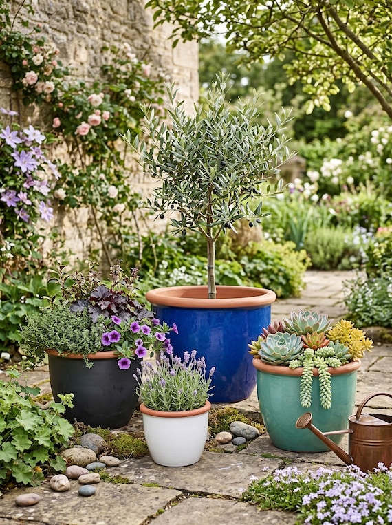 Farmer Pot Pflanztopf Keramik Blumentopf Handgemacht Anthrazit Blau Grün Weiß Gartendekorationen Übertopf Frostfest Vintage Balkon Terrasse