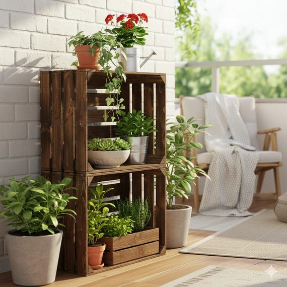 Dunkle Holzkisten Geflammt 50x40x30cm – Massive Obstkisten für Regal & Deko – Vintage Weinkisten Handgefertigt für Ladenbau und Zuhause