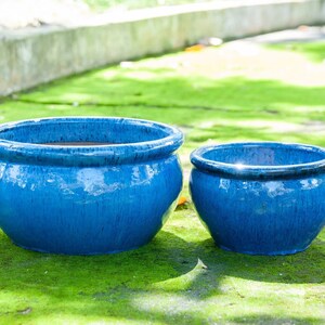 Blumentopf Pflanzschale aus Keramik in der Farbe Royal Blau glasiert hochwertige Handarbeit absolut frostfest Bild 7