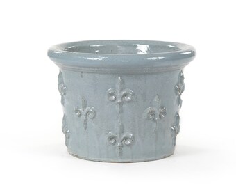 Jardinière pot de fleurs modèle "Fleur de Lys IV" 44 cm gris bleu