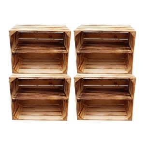 Lot de 4 étagères en bois flammé 50 x 40 x 30 cm