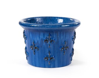 Jardinière pot de fleurs modèle "Fleur de Lys IV" 30 cm bleu roi