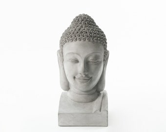 Gartenfigur Dekofigur Beton Buddha Figur Asiatisch Frosfest 50cm Höhe Grau