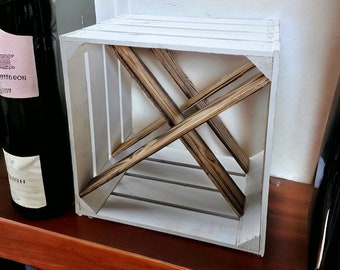 Botellero caja de vino de madera 40x30x40cm "16" blanco