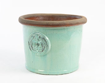 Jardinière pot de fleurs modèle "Provence I" 34 cm vert céladon en céramique antigel