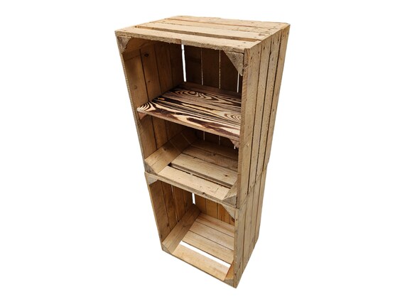 Neue Holzkiste 50 X 40 X 30cm Geflammt Mit Ablagefach/Mittelbrett Verschraubt Als Regal, Tisch Oder Zur Aufbewahrung Und Dekoration - Österreich