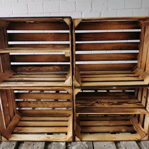 Boîtes en bois NOUVEAU flambé 50 x 40 x 30 cm - 4er SET plancher long