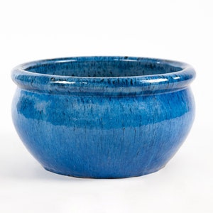 Blumentopf Pflanzschale aus Keramik in der Farbe Royal Blau glasiert hochwertige Handarbeit absolut frostfest Bild 1