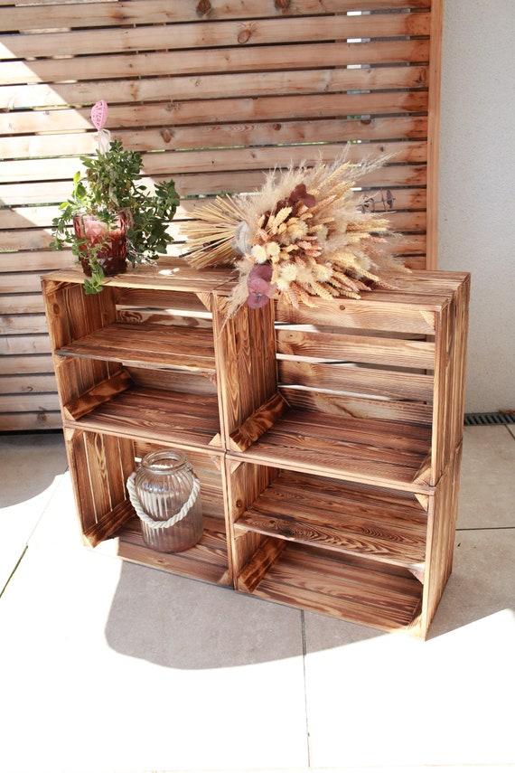 Mueble hecho con cajas madera fruta  Cajas madera fruta, Cajas de madera,  Cajas