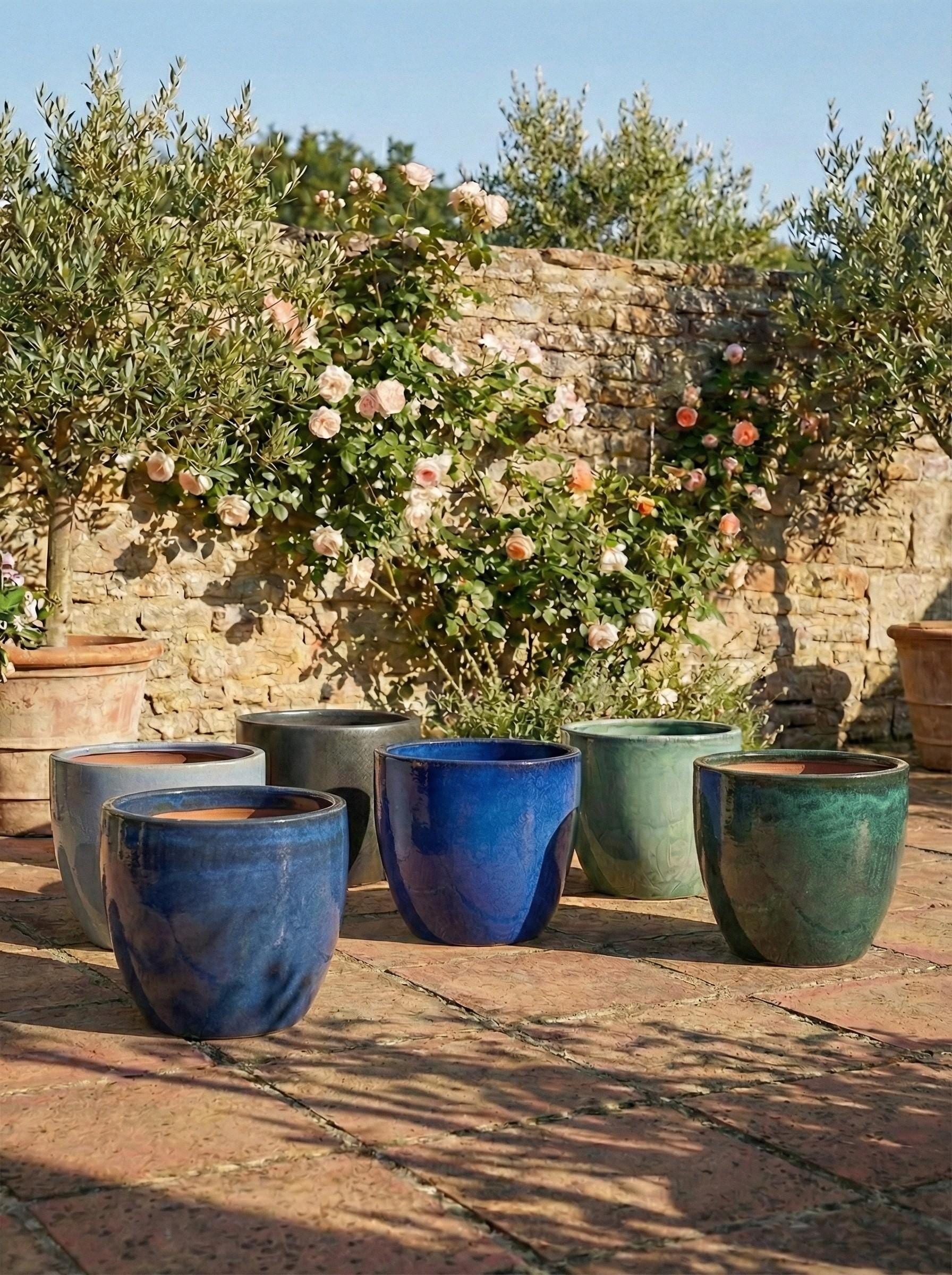 Geli Vaso Per Piante Rotondo In Plastica PP – Classico, Con Fori Di Drenaggio, Colori Terracotta/marrone/bianco, Varie Misure