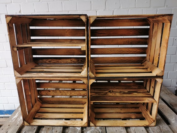 Wooden Boxes NEW Flamed 50 X 40 X 30 Cm 4er SET Floor Long Etsy