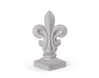 Gartenfigur Figur Dekoration Beton Grau Massiv Fleur de Lys Beton Lilie