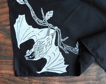 Bat bandana | Screen printed  Boho Triangle Hair Scarf - Pet bandana