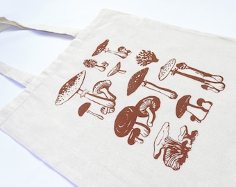 Mushroom tote | 100% cotton screenprinted autumn themed totebag