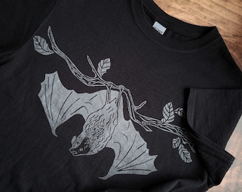 Fledermaus-T-Shirt | graues Fledermaus Print 100% Baumwolle Unisex T-Shirt