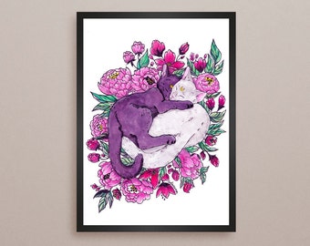 Companions || Sailor moon inspired cat art print A5 or A4