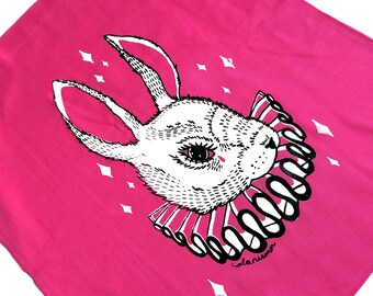 LAST CHANCE! Bunny tote | 100% cotton screenprinted pink rabbit totebag