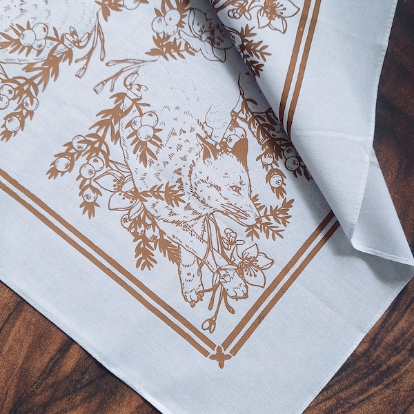Bandana juniper fox | 100% cotton screen printed bandana