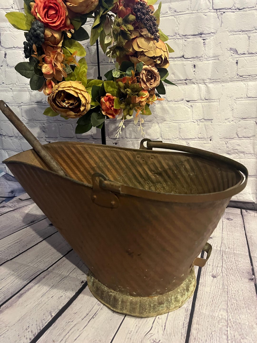 Rustic Ash Bucket Vintage Copper Coal Ash Bucket W/shovel - Etsy