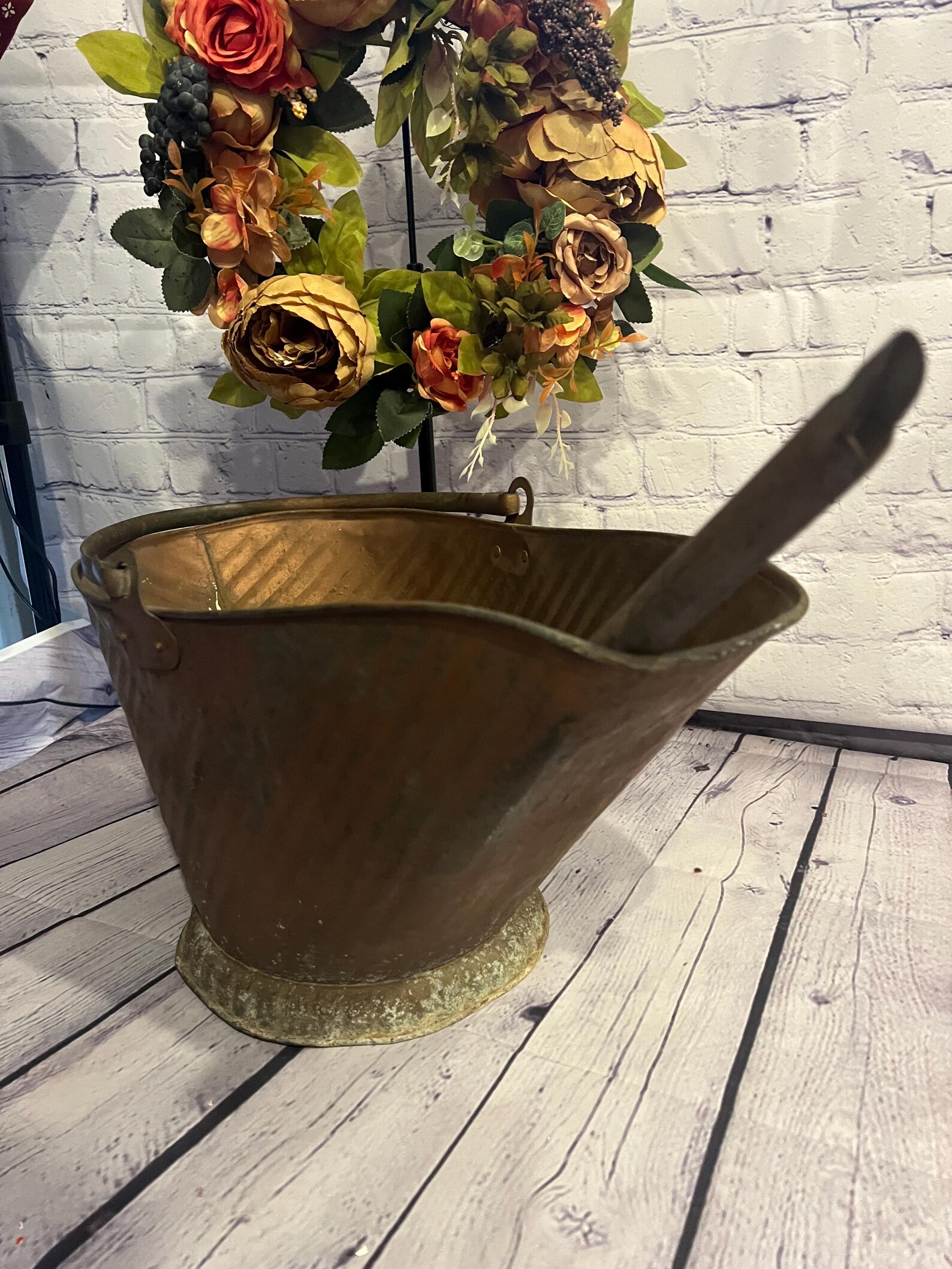 Rustic Ash Bucket Vintage Copper Coal Ash Bucket W/shovel - Etsy