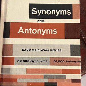 Instant Synonyms and Antonyms 1984 Edition