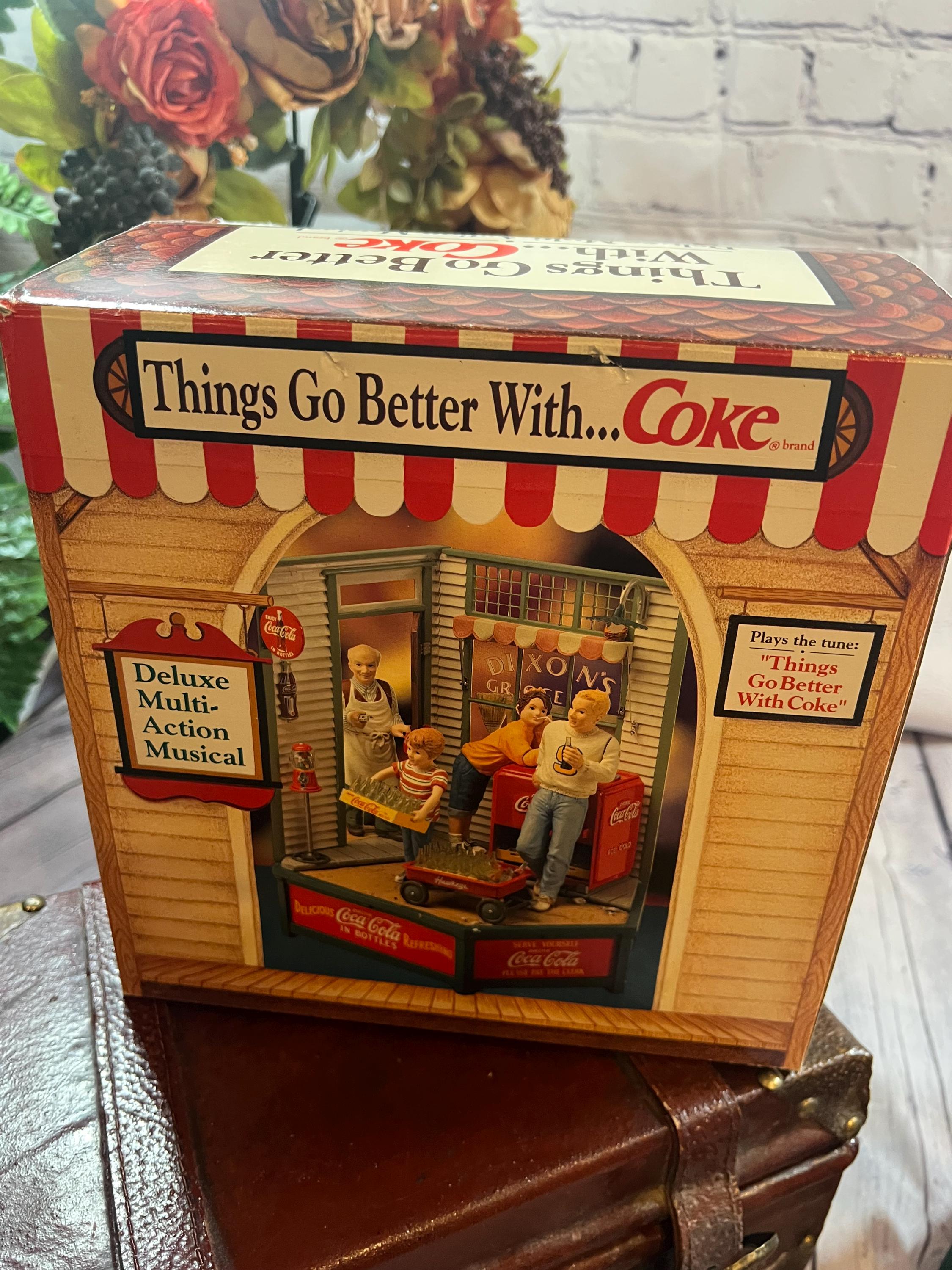 Action Music Box Vintage Enesco Coca-cola Multi-action Music Box -enesco-dixon's Grocery ...