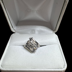 Vintage 14KT White Gold Multi Stone Gothic Diamond Ring