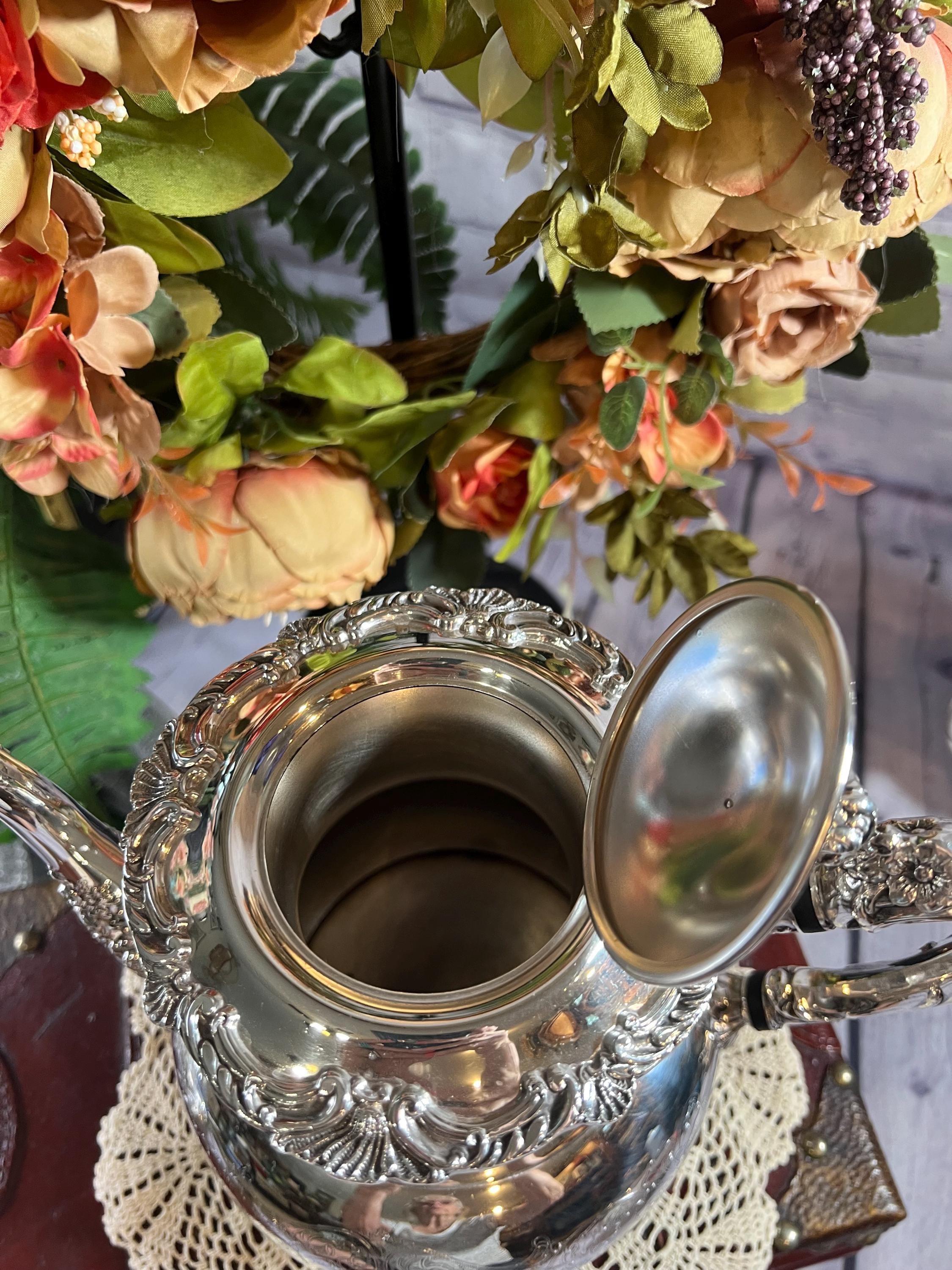 Vintage Silverplate Victorian Floral 3 Piece Tea Set Ascot