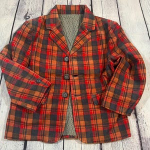 Vintage Childs Plaid Corduroy Jacket Mon-Togs