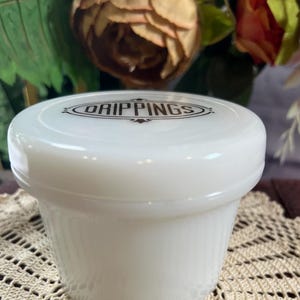 Vintage White Milk Glass Hazel Atlas Drippings Jar