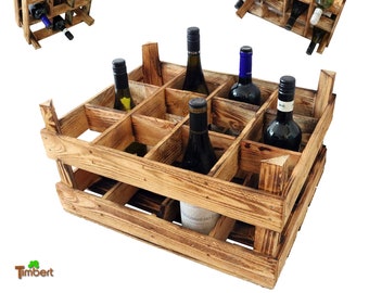Étagère à bouteilles vintage à la conception de caisses de fruits 12 étagère à vin Rustique Boîte en bois pour bouteilles Fiole industrielle Bar à vin Cadeau en bois