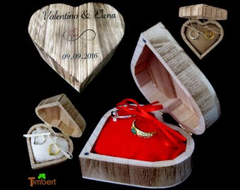RINGBOX made of WOOD HEART ring cushion personalized vintage wedding rustic decorative ring box wedding ring box ring box ring box print