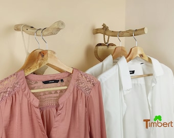 Tringle à vêtements rustique, porte-cintres, crochet mural, bois de branche, patère en bois naturel, penderie rustique, branches, crochets muraux rustiques