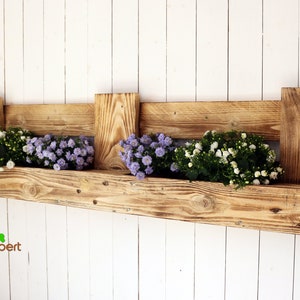 BLUMENREGAL Rustikal aus PALETTEN Garten Terrasse Kräuterbeet Pflanzregal Recycling Holz Balkon Wandregal Altholz Gelände Zaun Urban Garden