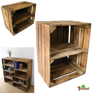OLD FRUIT BOX Flamed with intermediate board Wooden box Apple box Middle board Vintage wall shelf Wooden shelf Rustic decoration Shabby shoe rack