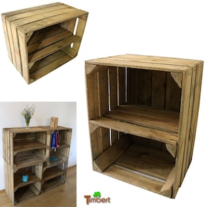 OLD FRUIT BOX with intermediate board Wooden box in natural Apple box Middle board Vintage wall shelf Wooden bedside table Rustic decoration Shabby shoe rack