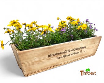 RETIREMENT FLOWER BOX Individual retirement gift Personal farewell gift for work colleagues Balcony box made of WOOD Pension Company