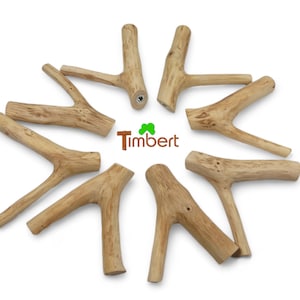 SET OF 8 WALL HOOKS MADE FROM KNOT WOOD Natural Coat Hooks Towel Holder Rustic &quot;Y&quot; Hooks Sustainable Wooden Hooks Coat Hooks Wood Gift