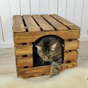 Rustic RABBIT TOILET BUNNY House Hideout for Guinea Pigs Small Animals Cave Cover Toilet Toilet Disabled Seniors Solid Wooden Box