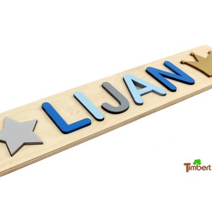 PUZZLE ENCHUFE con nombres y símbolos PERSONALIZADO Puzzle de madera 1º 2º 3º cumpleaños bautizo baby shower regalo de nacimiento juguete infantil