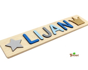 PLUG-IN PUZZLE with names and symbols PERSONALIZED Wooden puzzle 1st 2nd 3rd birthday baptism baby shower gift for birth children's toy