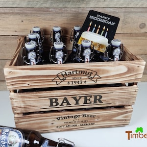 Vintage BEER BOX for BIRTHDAY with name Personalized wooden box drinks box Craft BEER gift beer box men Father&#39;s Day Christmas