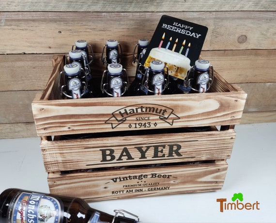 Vintage BIERKISTE zum GEBURTSTAG mit Namen Personalisiert Holzkiste  Getrnkekiste Craft BIER Geschenk Bierkasten Mnner Vatertag Weihnachten -  Etsy sterreich